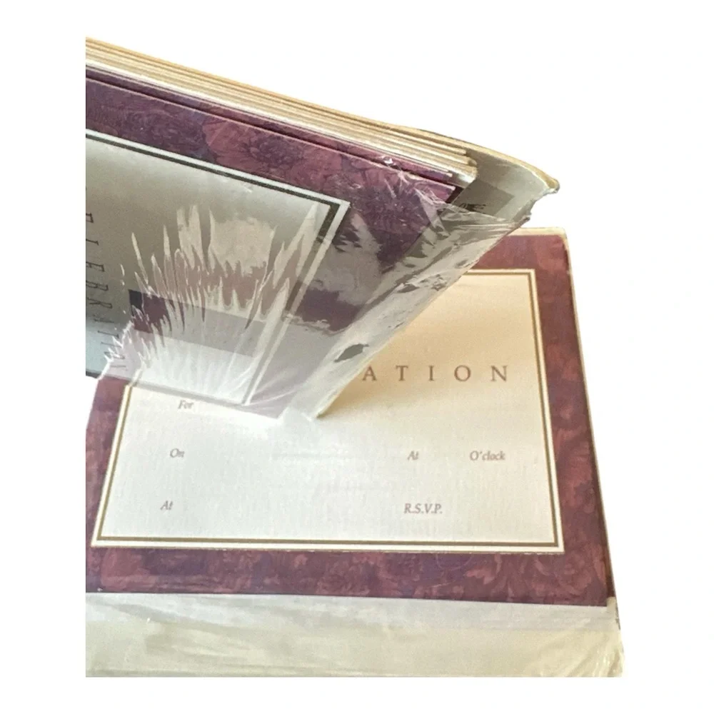 Vintage Hallmark A Monogram Celebration Invitations Sealed Burgundy 90s-2000s(2)